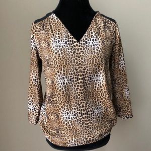 The Limited Leopard Print Blouse Work Shirt Top Size Small Long Sleeve